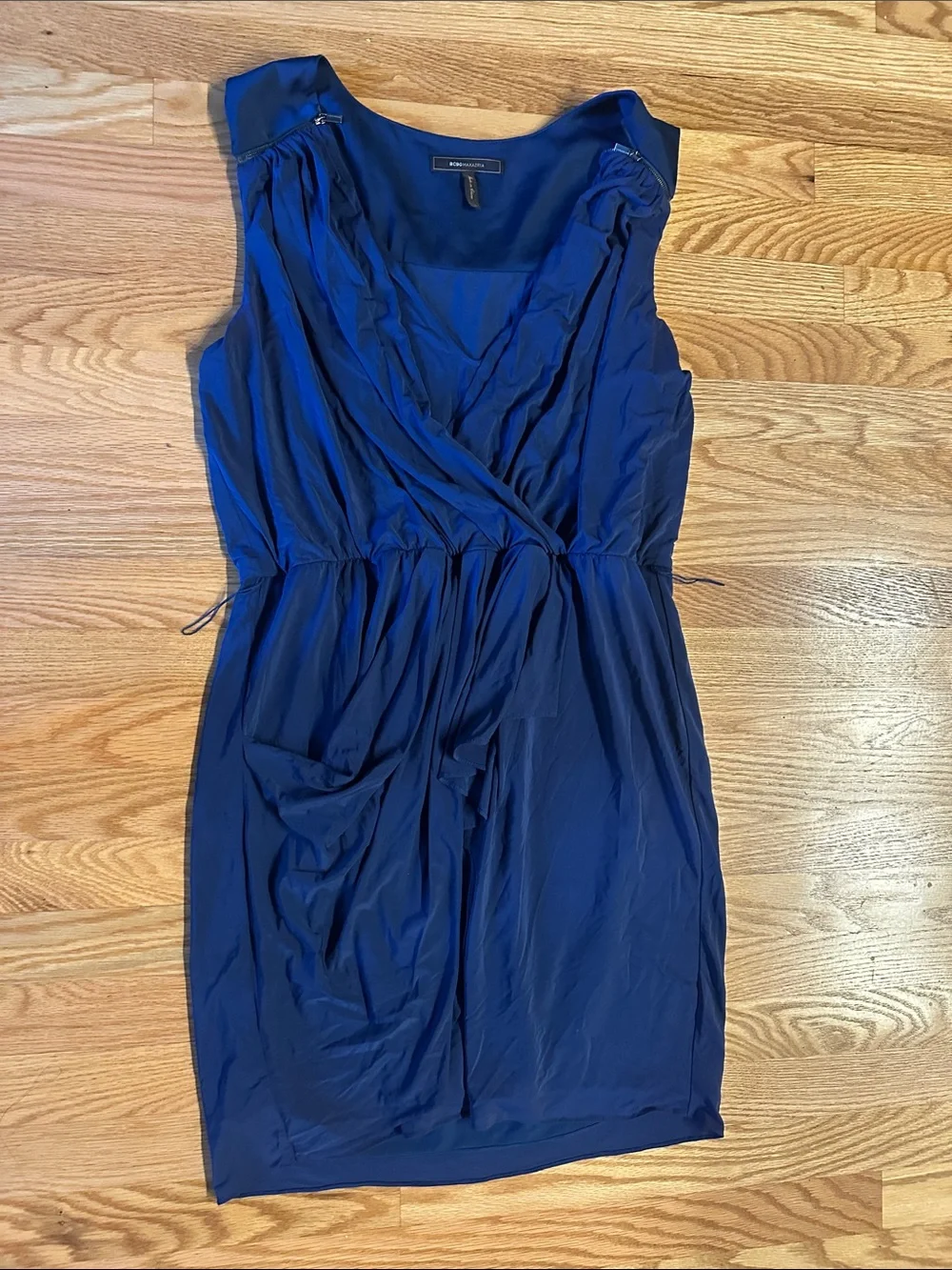 BCBGMaxAzria Royal Blue Sleeveless Faux-Wrap Mini Dress - Picture 1 of 2
